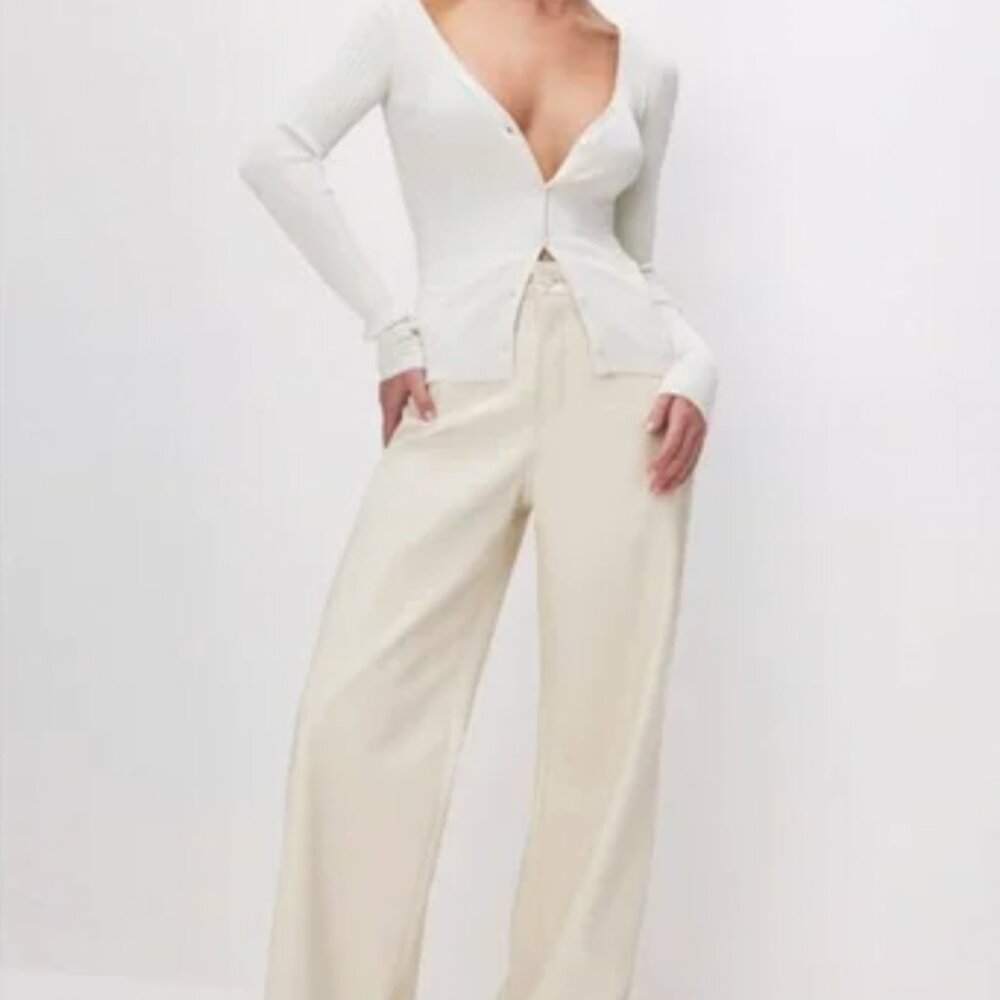 Good American White Faux Leather Pants